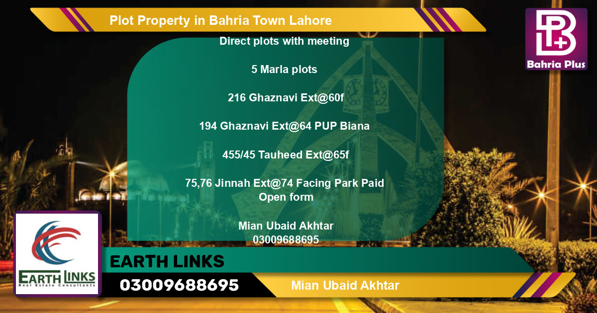 Residential Plot for Sale in Bahria Town, Lahore - (BP-78511)