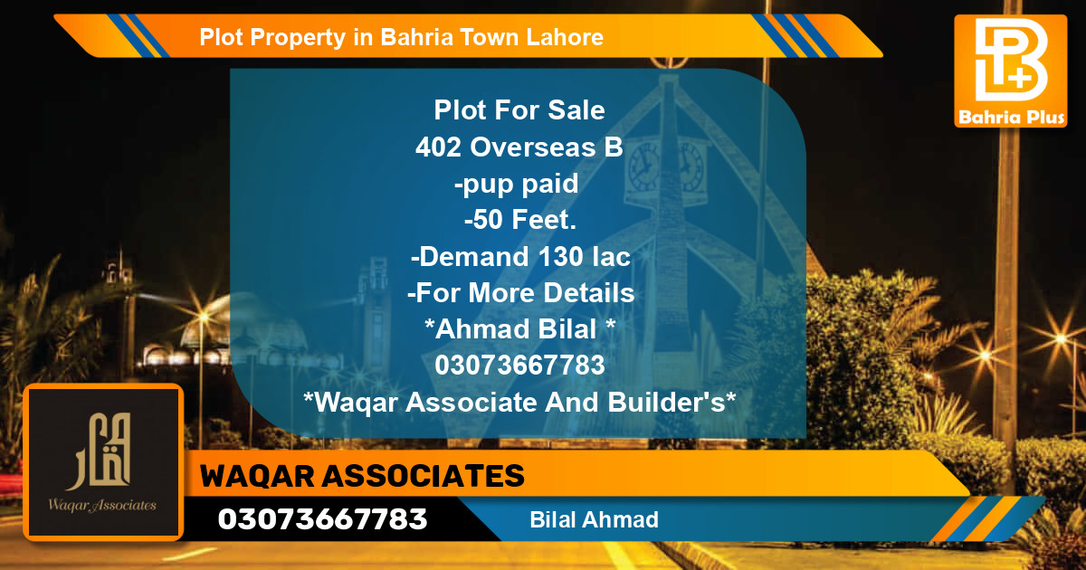 Residential Plot for Sale in Bahria Town, Lahore - (BP-78515)