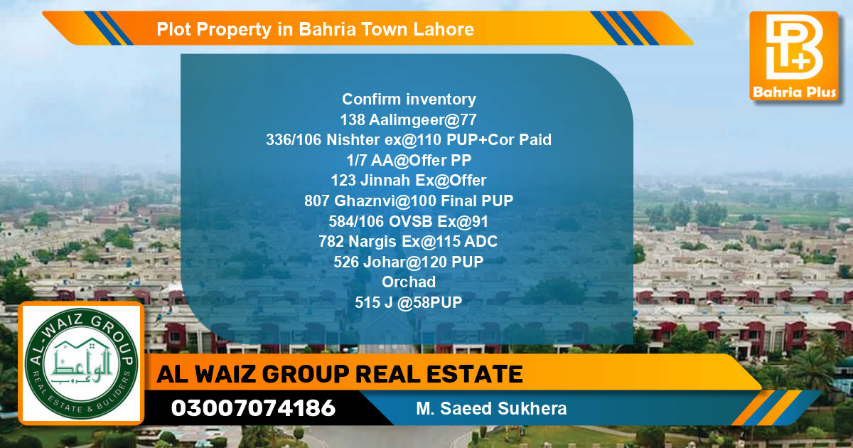 Residential Plot for Sale in Bahria Town, Lahore - (BP-78518)