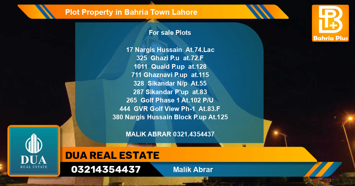 Residential Plot for Sale in Bahria Town, Lahore - (BP-78526)