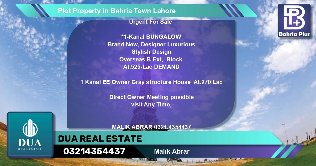 Residential Plot for Sale in Bahria Town, Lahore - (BP-78556)