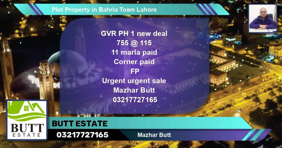 Residential Plot for Sale in Bahria Town, Lahore - (BP-78575)