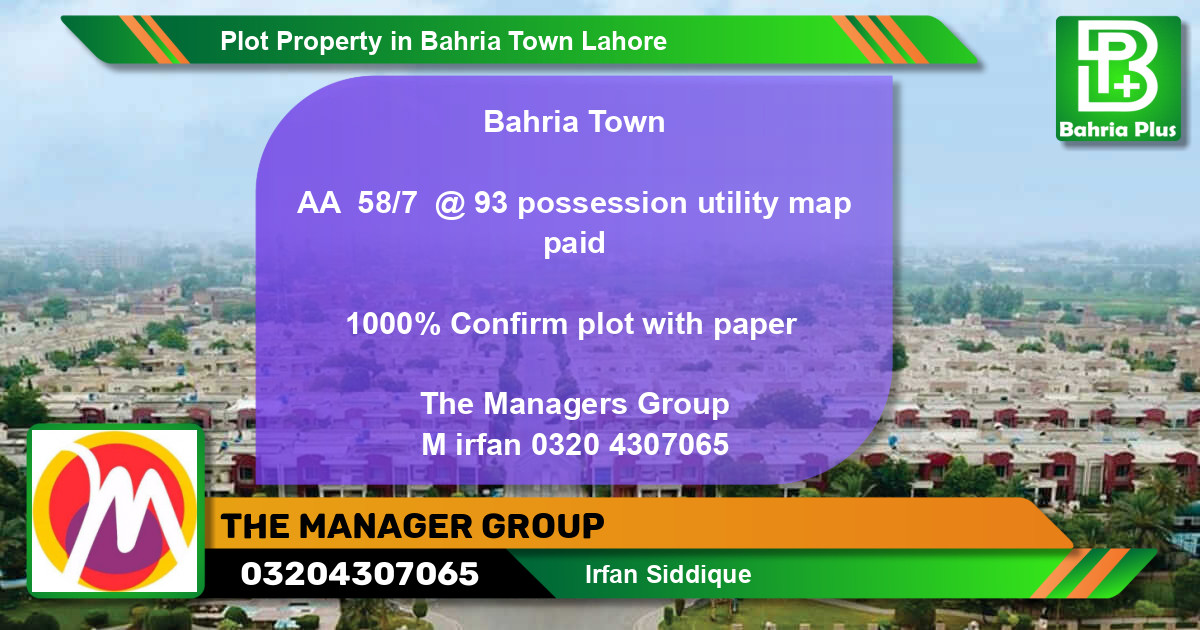 Residential Plot for Sale in Bahria Town, Lahore - (BP-78592)