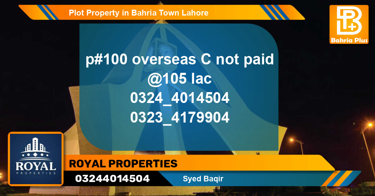 Residential Plot for Sale in Bahria Town, Lahore - (BP-78604)