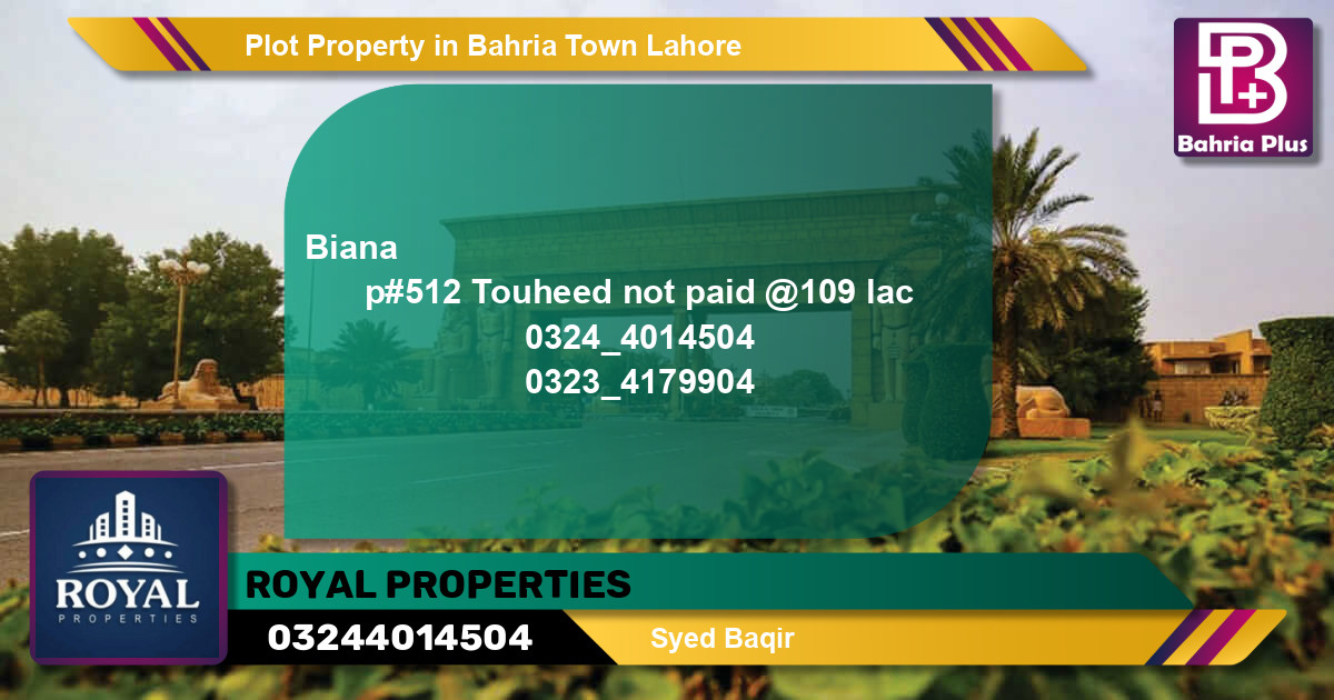 Residential Plot for Sale in Bahria Town, Lahore - (BP-78618)