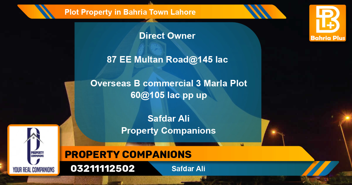 Commercial Plot for Sale in Bahria Town, Lahore - (BP-78626)