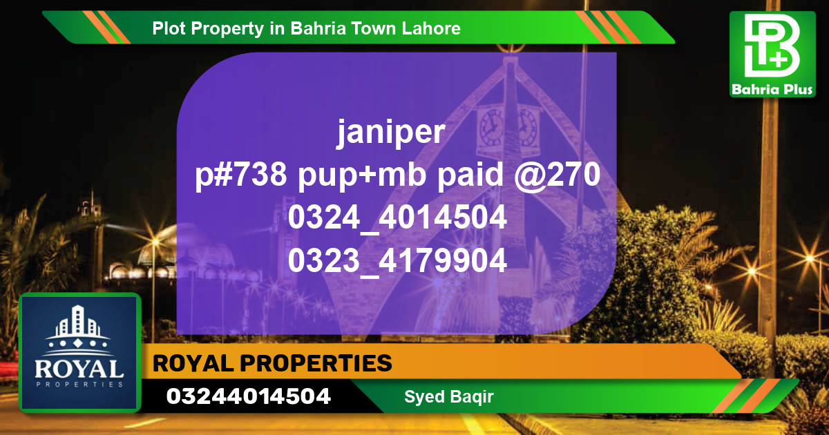 Residential Plot for Sale in Bahria Town, Lahore - (BP-78632)