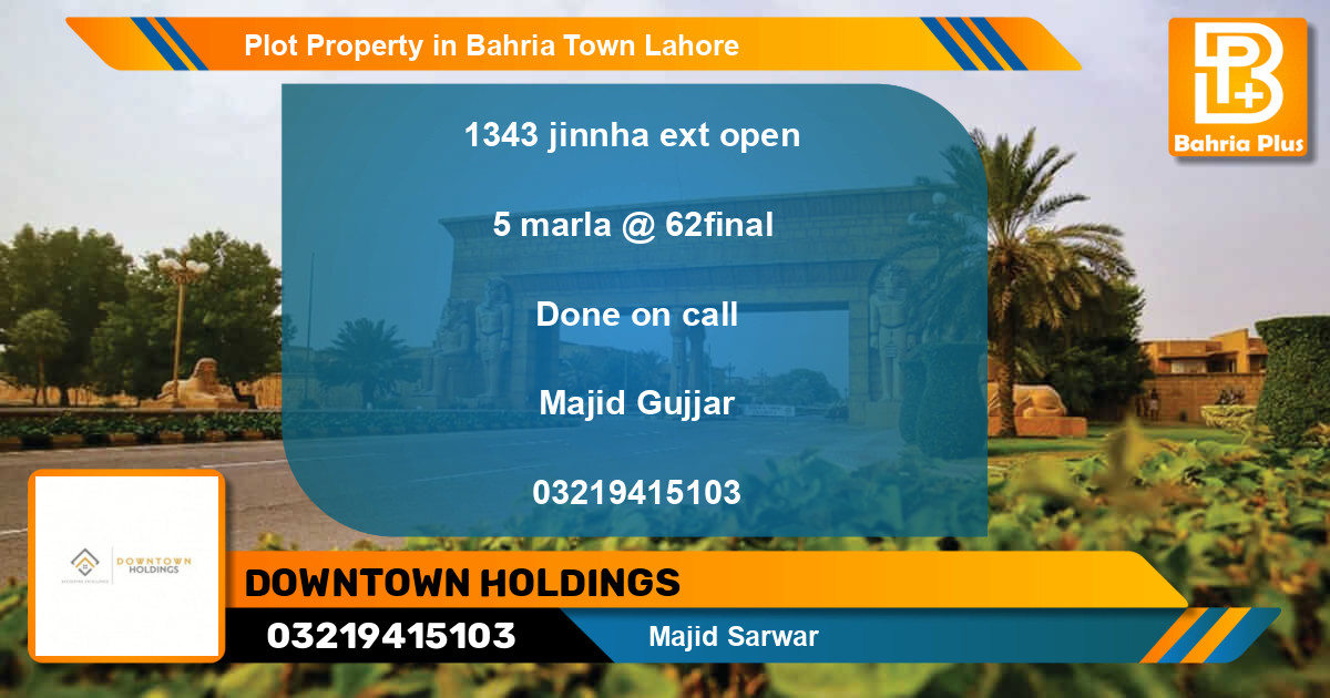 Residential Plot for Sale in Bahria Town, Lahore - (BP-78641)