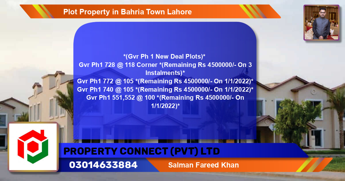 Residential Plot for Sale in Bahria Town, Lahore - (BP-78664)