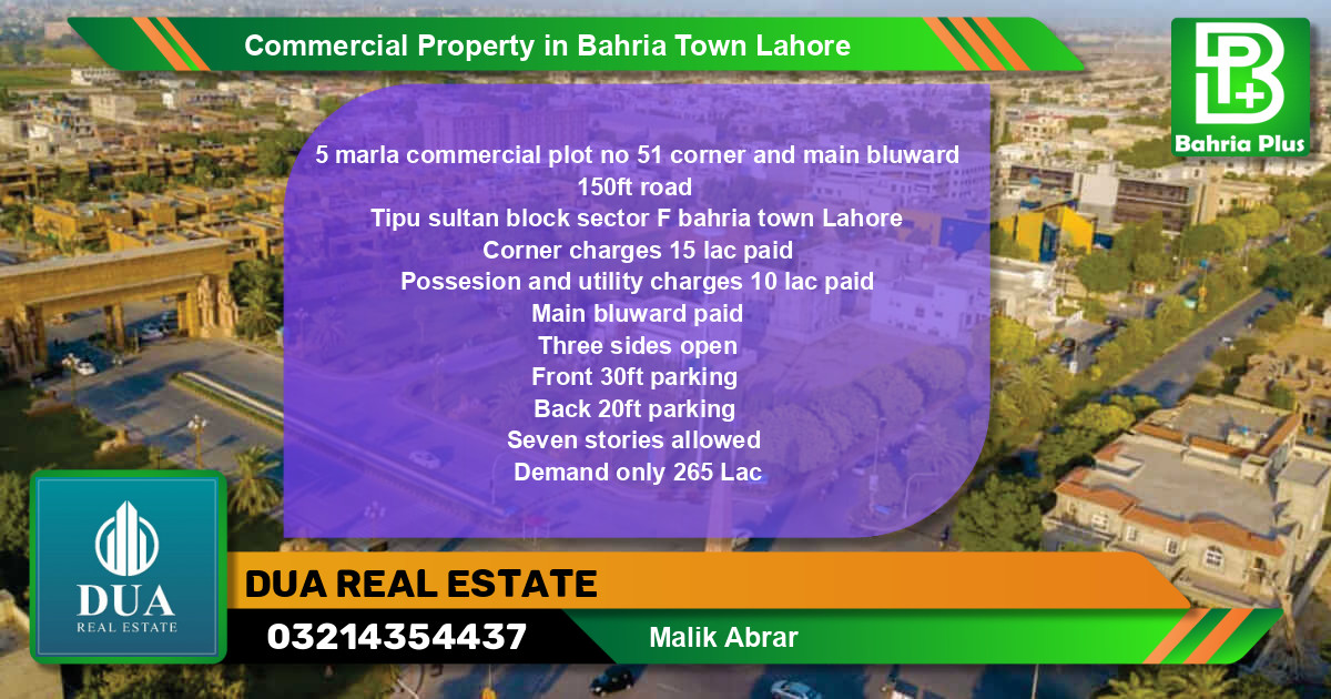 Commercial Property for Sale in Bahria Town, Lahore - (BP-78705)