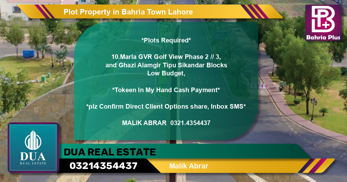 Residential Plot for Sale in Bahria Town, Lahore - (BP-78707)