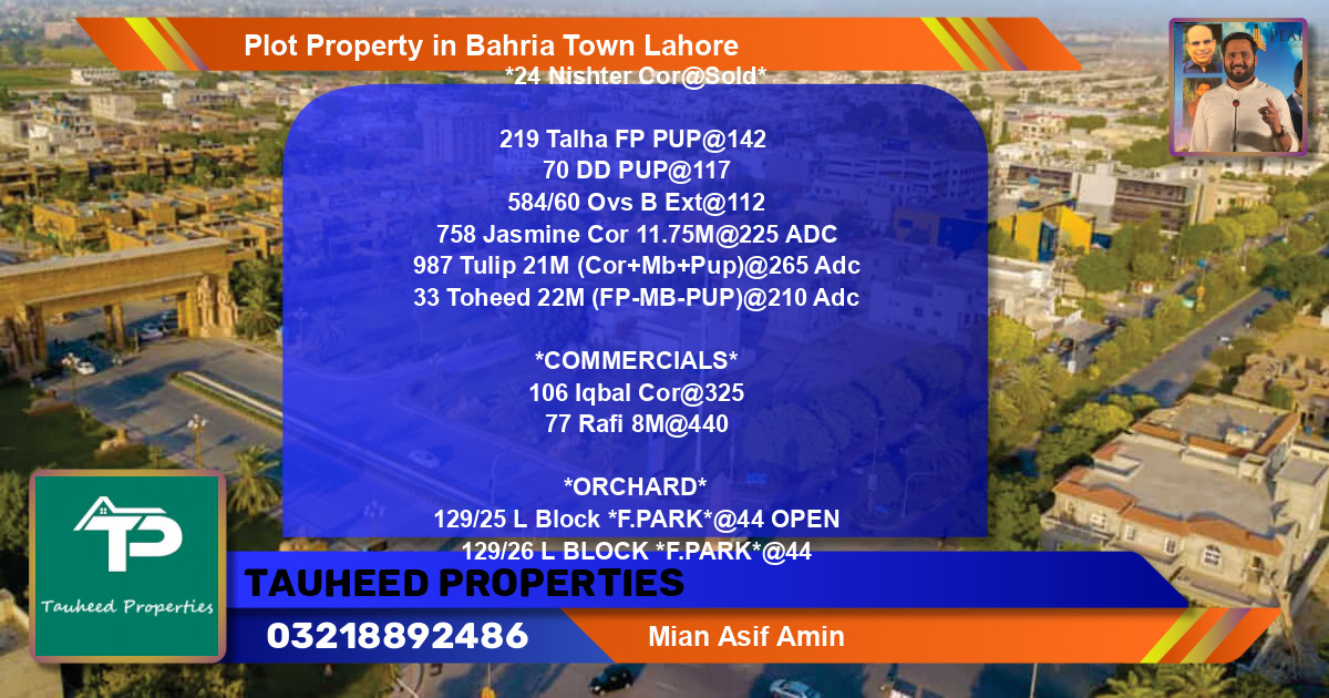 Commercial Plot for Sale in Bahria Town, Lahore - (BP-78725)