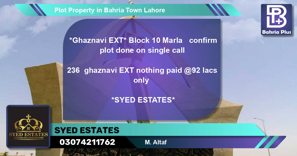 Residential Plot for Sale in Bahria Town, Lahore - (BP-78737)