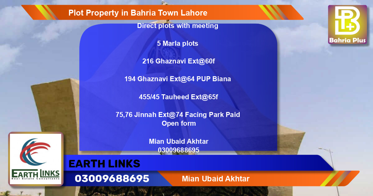 Residential Plot for Sale in Bahria Town, Lahore - (BP-78750)