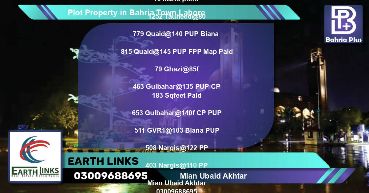 Residential Plot for Sale in Bahria Town, Lahore - (BP-78752)