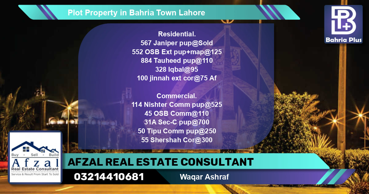 Commercial Plot for Sale in Bahria Town, Lahore - (BP-78781)