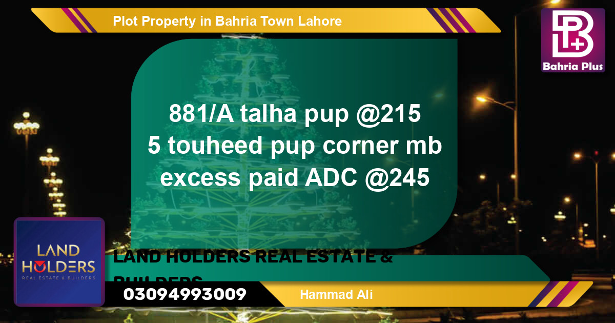 Residential Plot for Sale in Bahria Town, Lahore - (BP-78793)