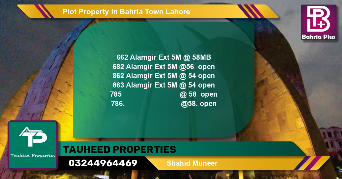 Residential Plot for Sale in Bahria Town, Lahore - (BP-78802)