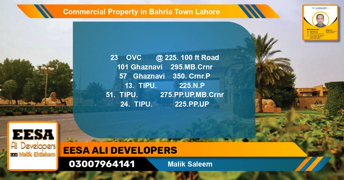 Commercial Property for Sale in Bahria Town, Lahore - (BP-78860)