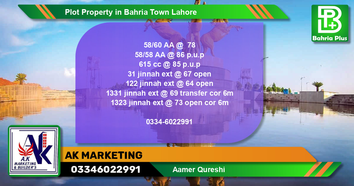 Residential Plot for Sale in Bahria Town, Lahore - (BP-78868)