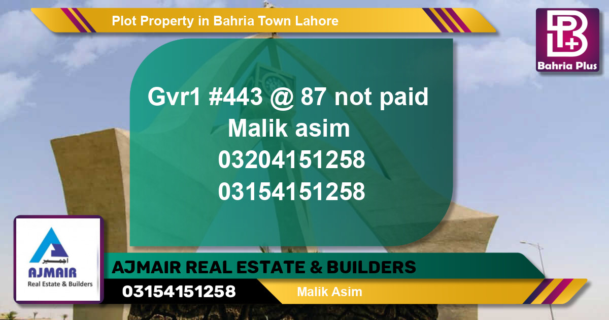 Residential Plot for Sale in Bahria Town, Lahore - (BP-78870)