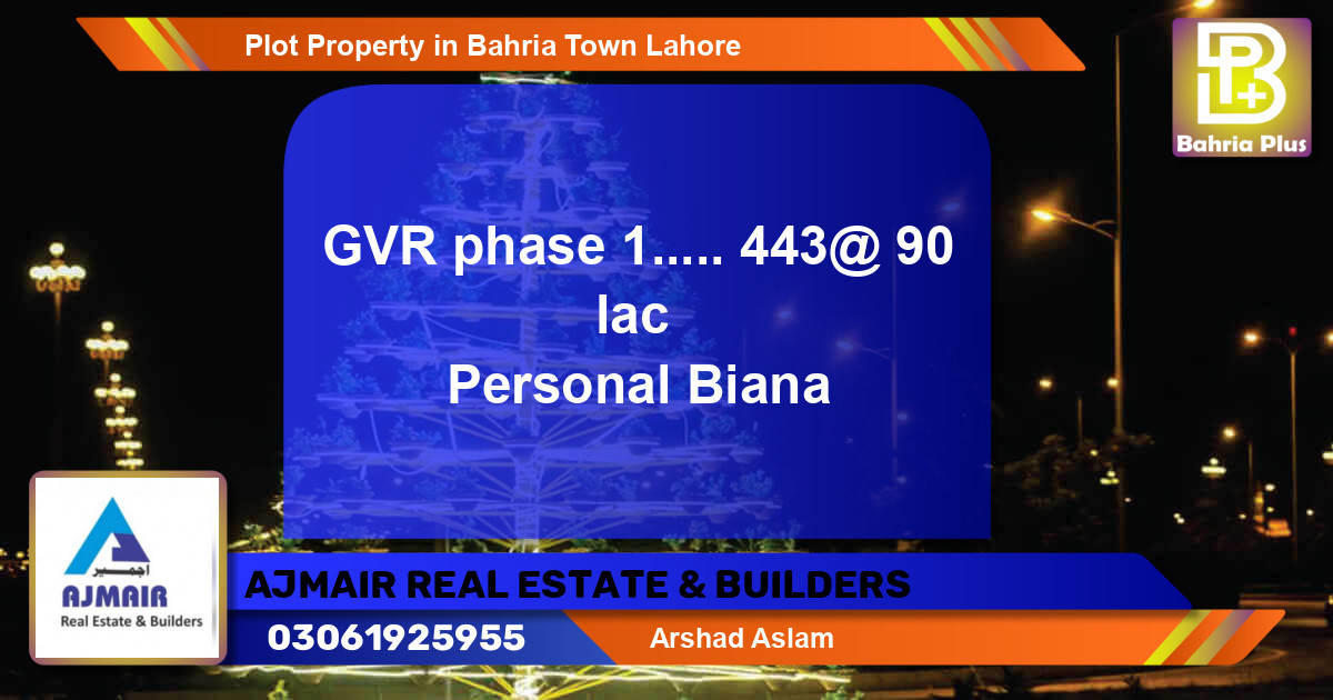 Residential Plot for Sale in Bahria Town, Lahore - (BP-78875)