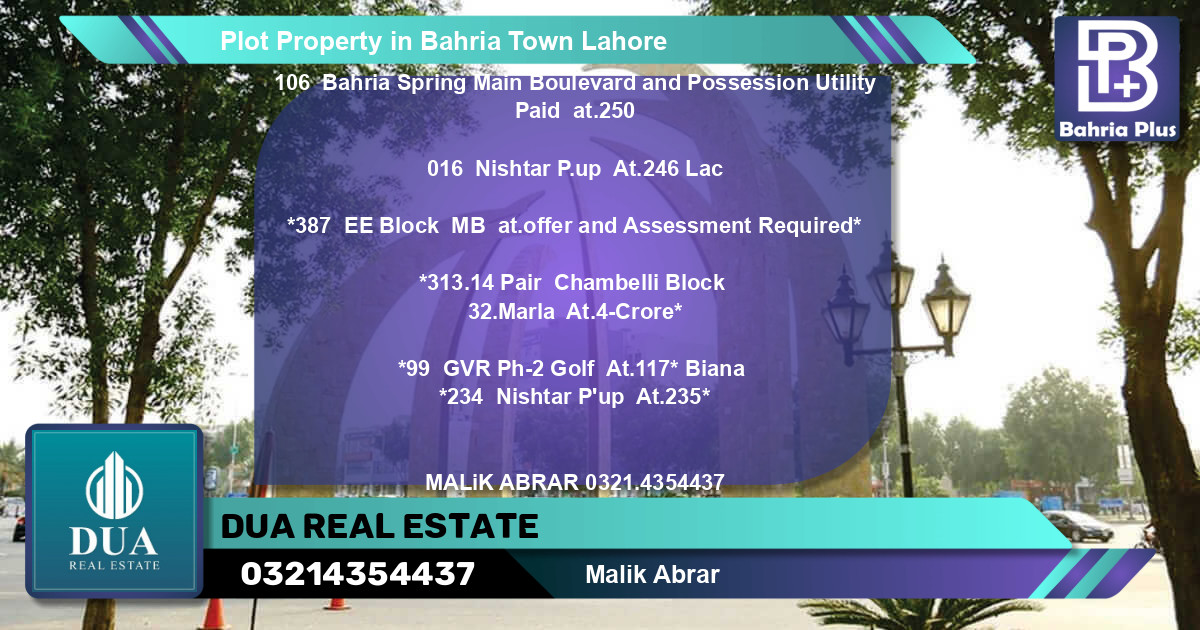 Residential Plot for Sale in Bahria Town, Lahore - (BP-78889)