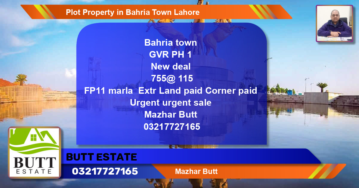 Residential Plot for Sale in Bahria Town, Lahore - (BP-78952)