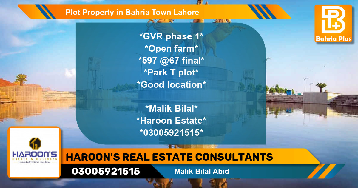 Residential Plot for Sale in Bahria Town, Lahore - (BP-78968)