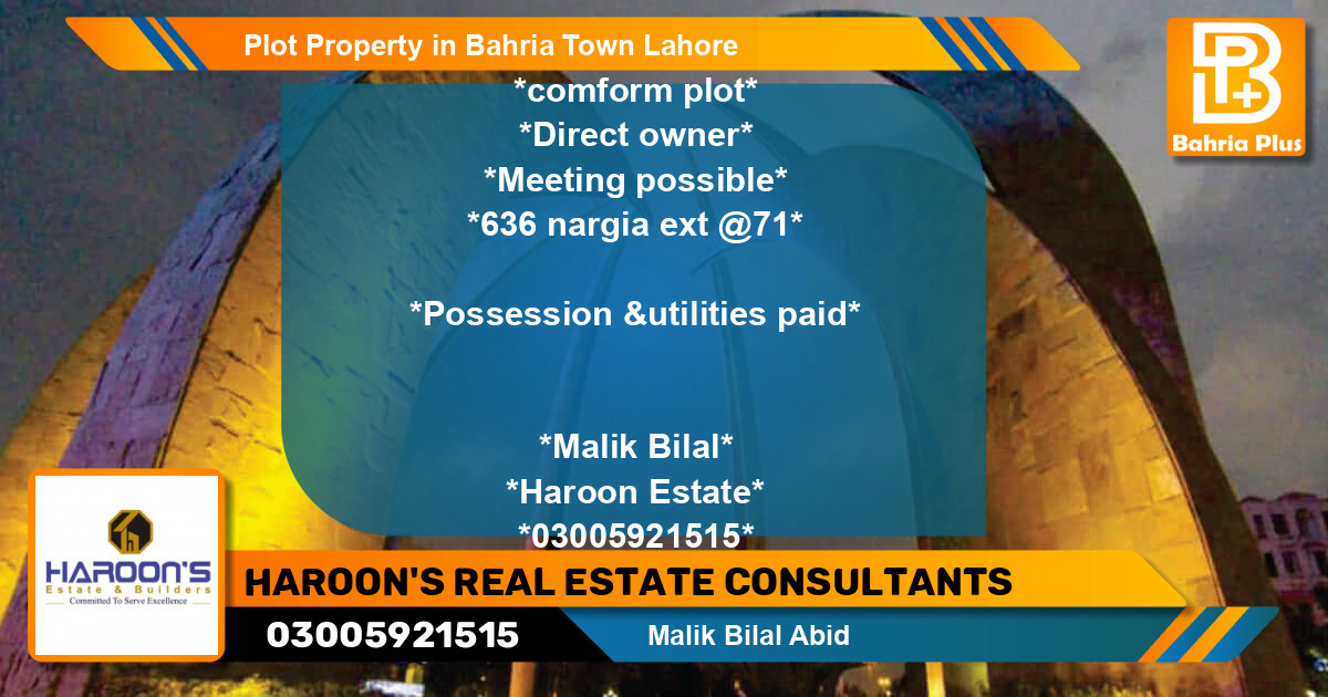 Residential Plot for Sale in Bahria Town, Lahore - (BP-78969)