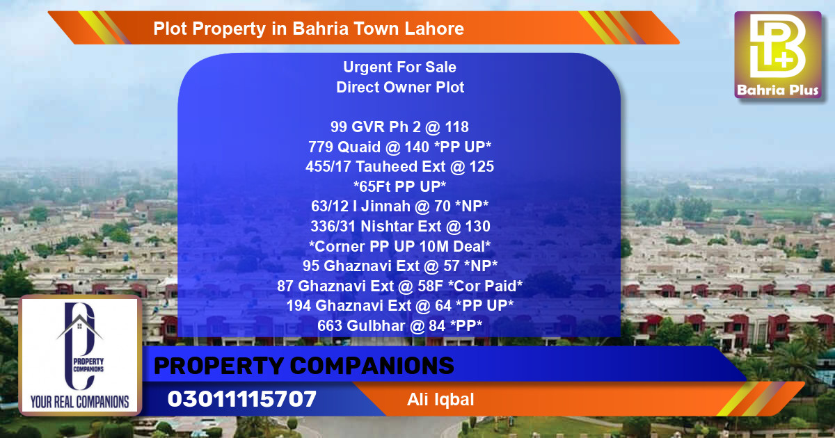 Residential Plot for Sale in Bahria Town, Lahore - (BP-78986)