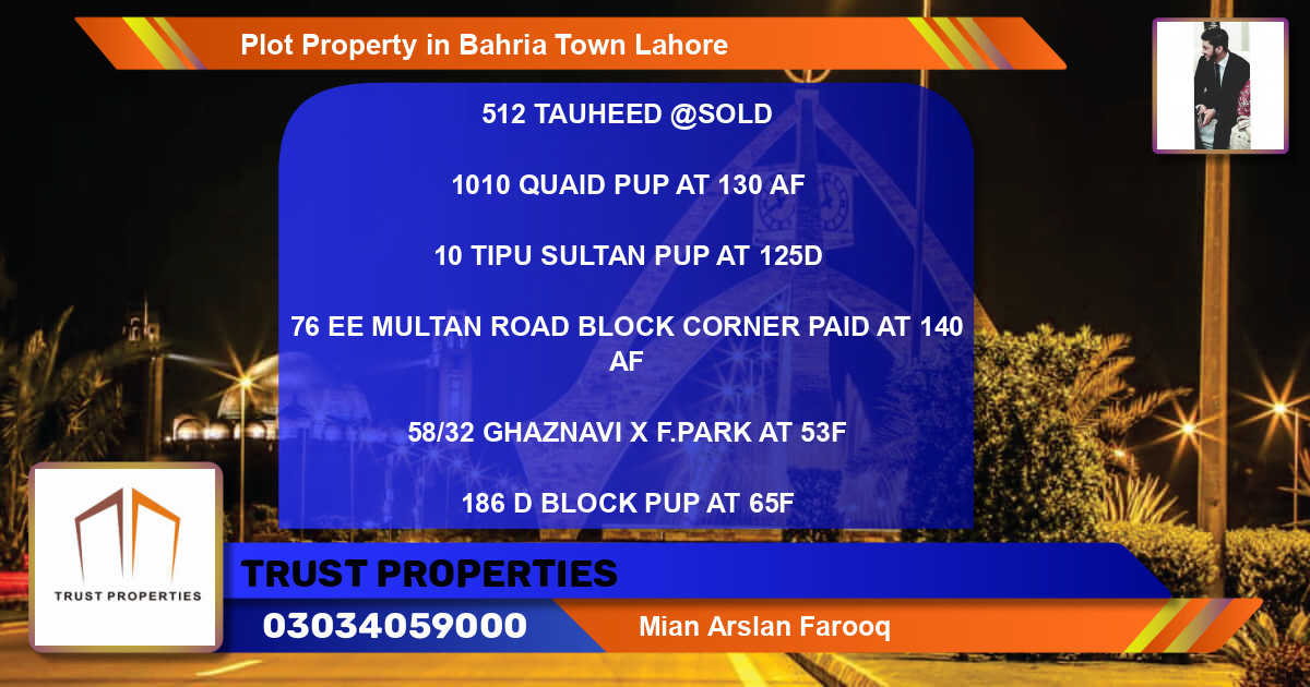 Residential Plot for Sale in Bahria Town, Lahore - (BP-78994)