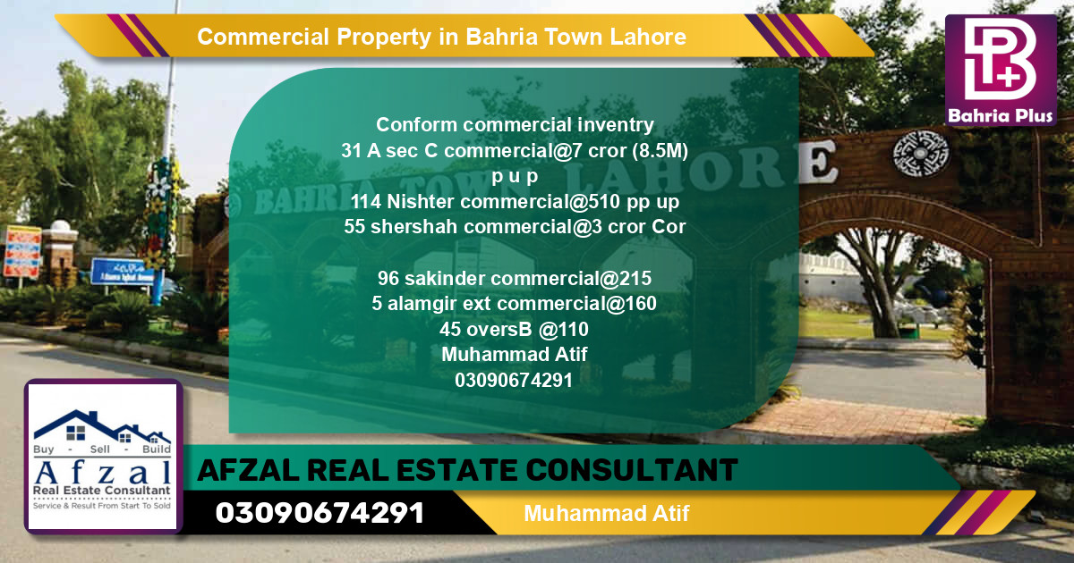 Commercial Property for Sale in Bahria Town, Lahore - (BP-79029)