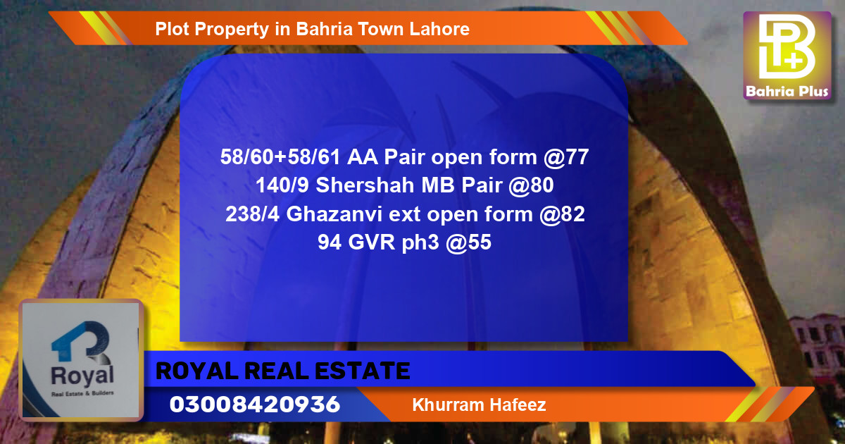 Residential Plot for Sale in Bahria Town, Lahore - (BP-79043)