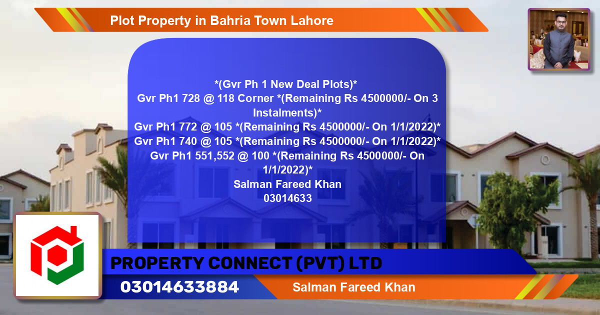Residential Plot for Sale in Bahria Town, Lahore - (BP-79064)