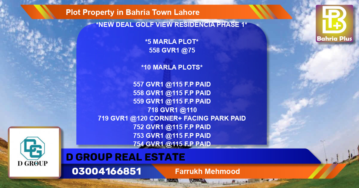 Residential Plot for Sale in Bahria Town, Lahore - (BP-79088)