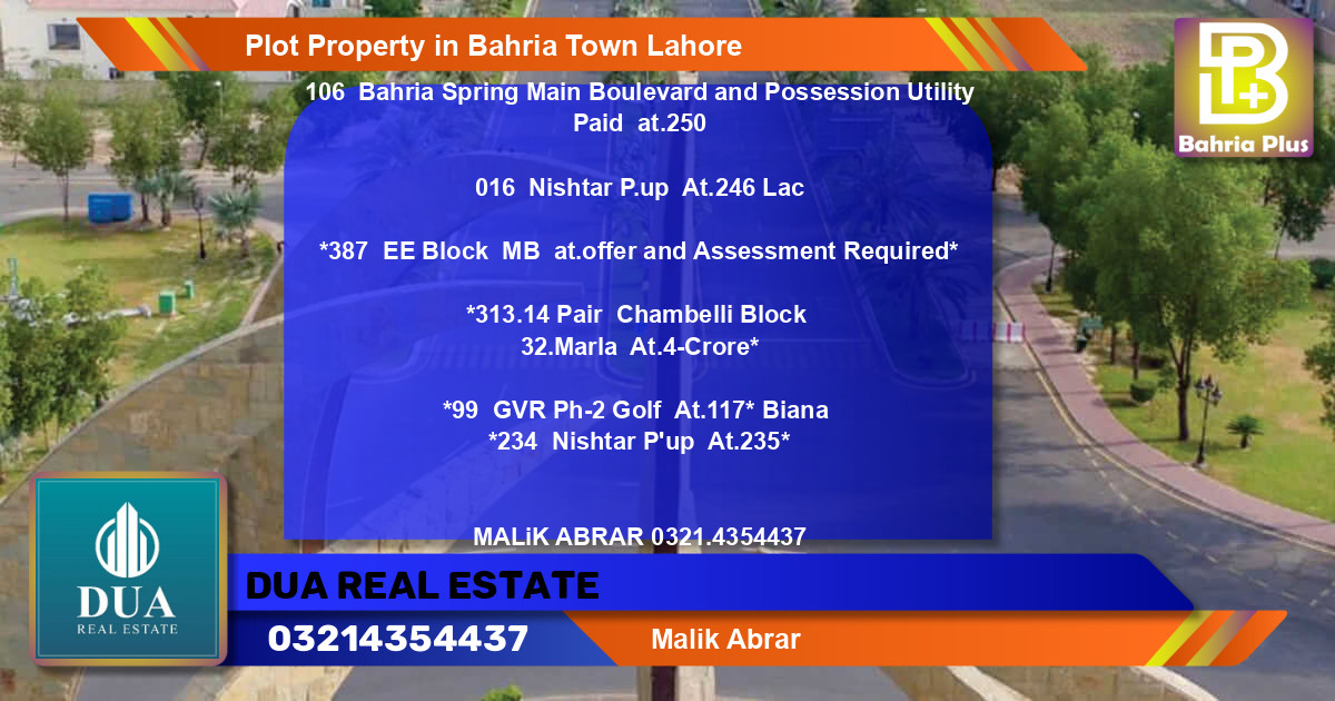 Residential Plot for Sale in Bahria Town, Lahore - (BP-79097)