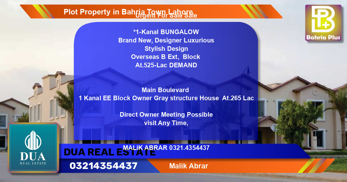 Residential Plot for Sale in Bahria Town, Lahore - (BP-79099)
