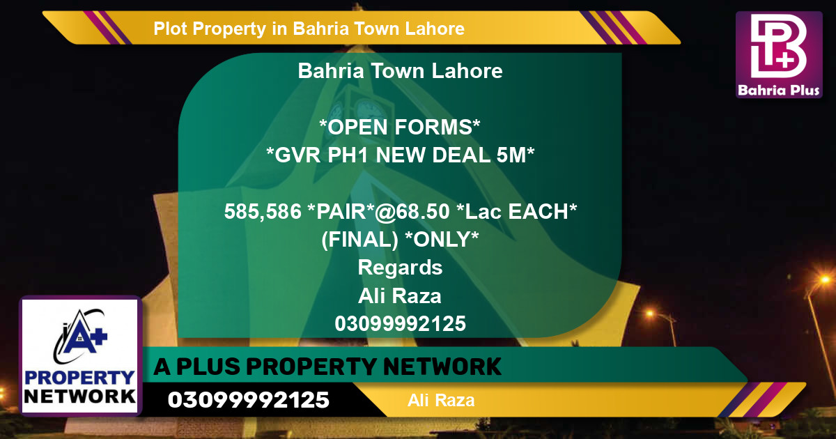 Residential Plot for Sale in Bahria Town, Lahore - (BP-79106)