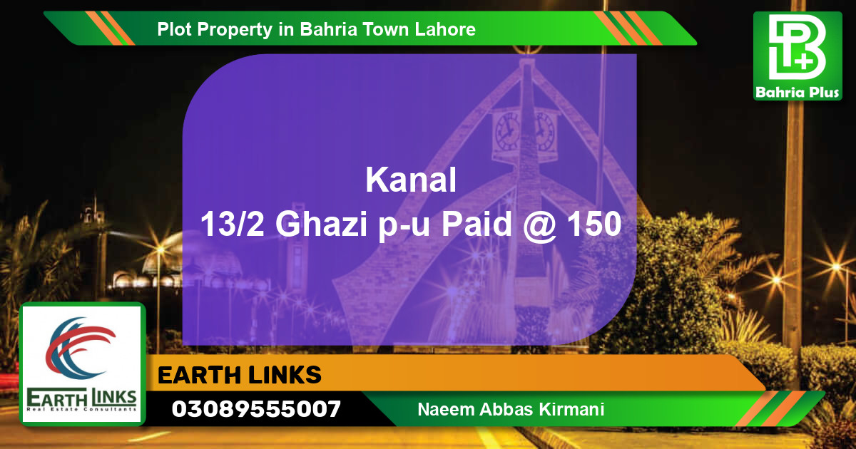 Residential Plot for Sale in Bahria Town, Lahore - (BP-79163)