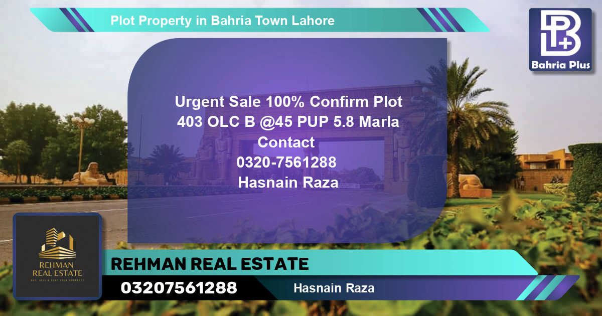 Residential Plot for Sale in Bahria Town, Lahore - (BP-79167)