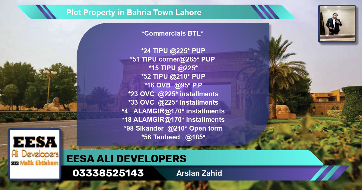 Commercial Plot for Sale in Bahria Town, Lahore - (BP-79179)