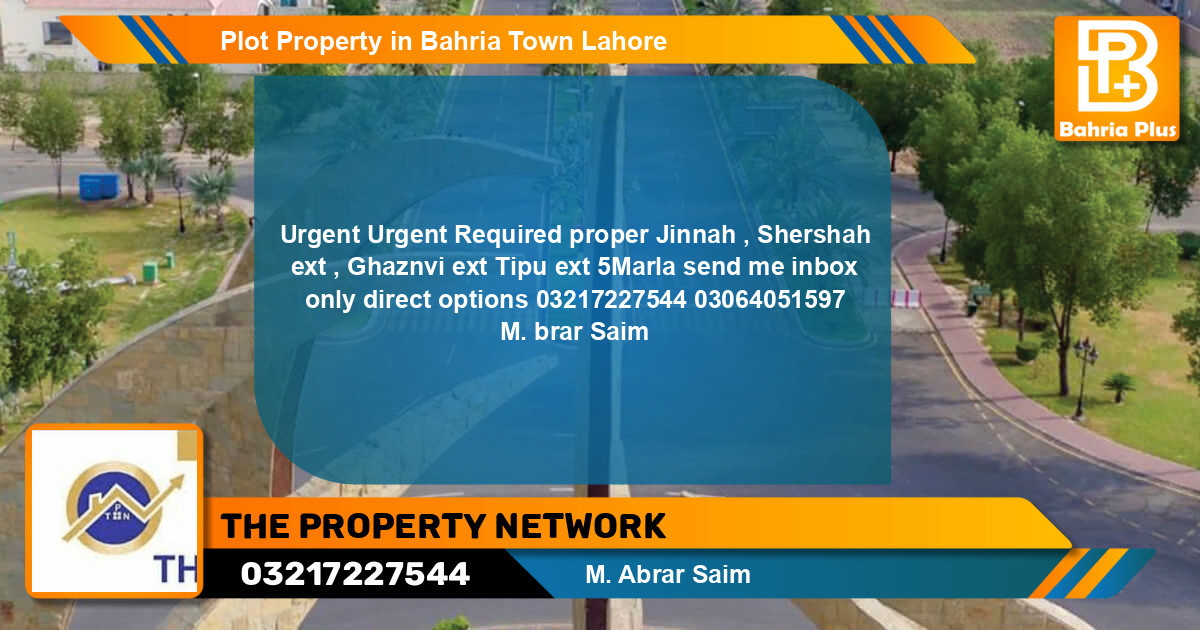 Residential Plot for Sale in Bahria Town, Lahore - (BP-79204)