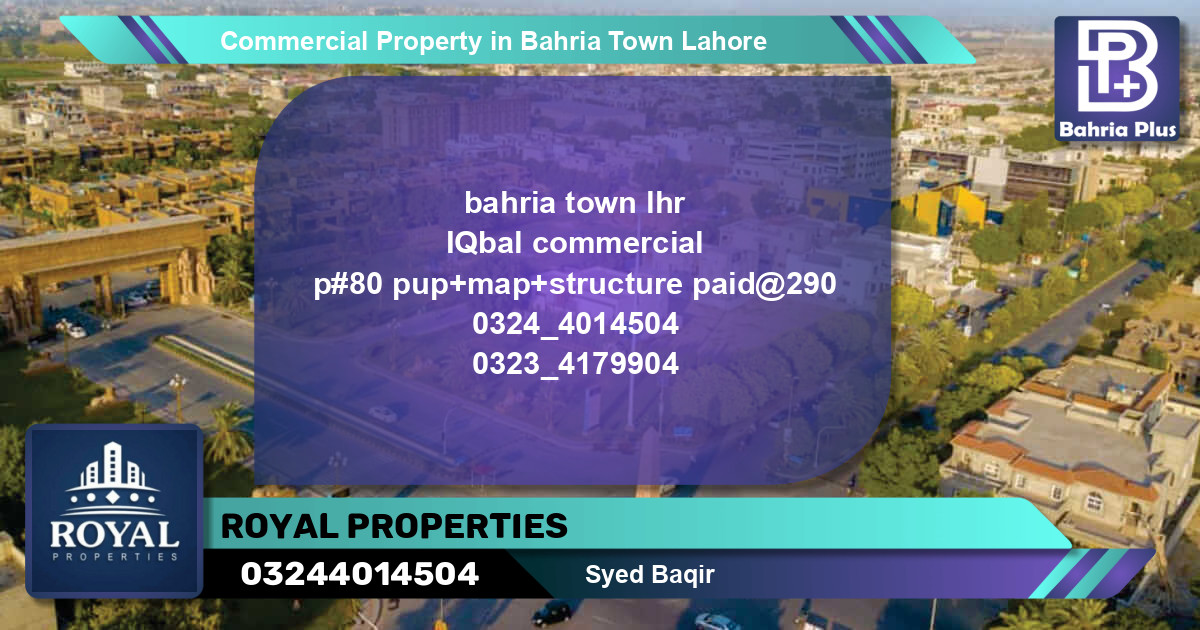 Commercial Property for Sale in Bahria Town, Lahore - (BP-79246)