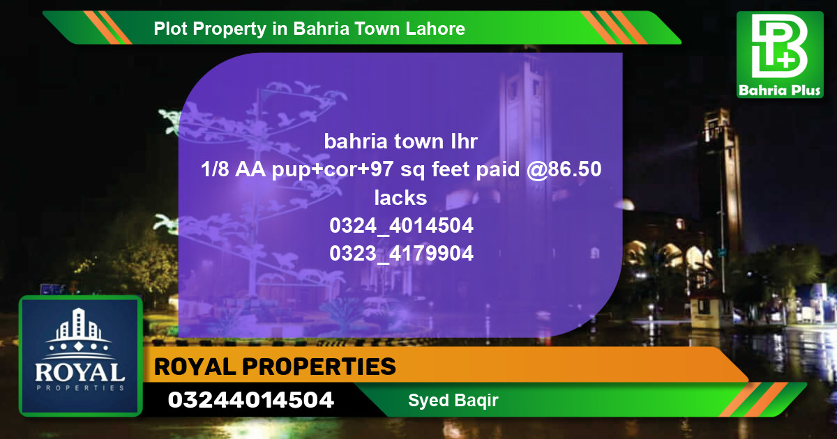 Residential Plot for Sale in Bahria Town, Lahore - (BP-79253)