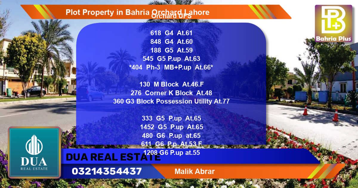 Residential Plot for Sale in Bahria Orchard, Lahore - (BP-79255)