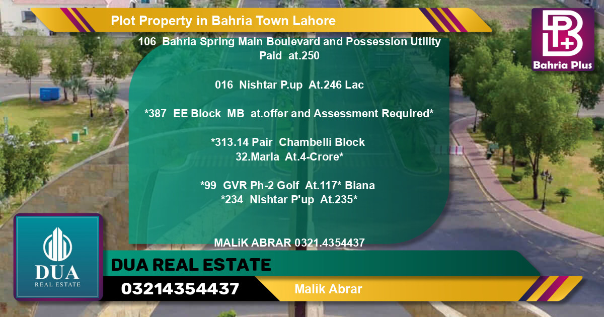 Residential Plot for Sale in Bahria Town, Lahore - (BP-79258)
