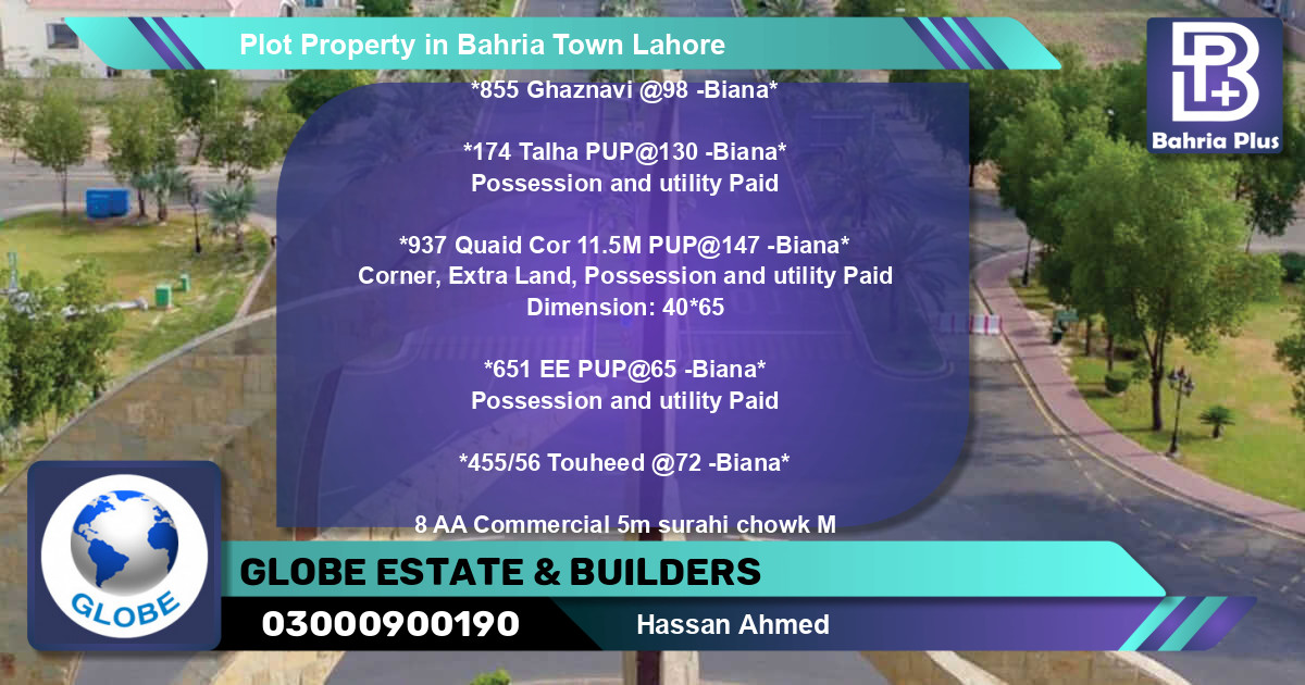 Commercial Plot for Sale in Bahria Town, Lahore - (BP-79295)