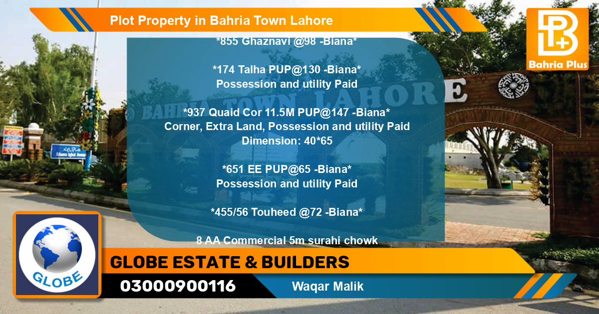 Commercial Plot for Sale in Bahria Town, Lahore - (BP-79300)