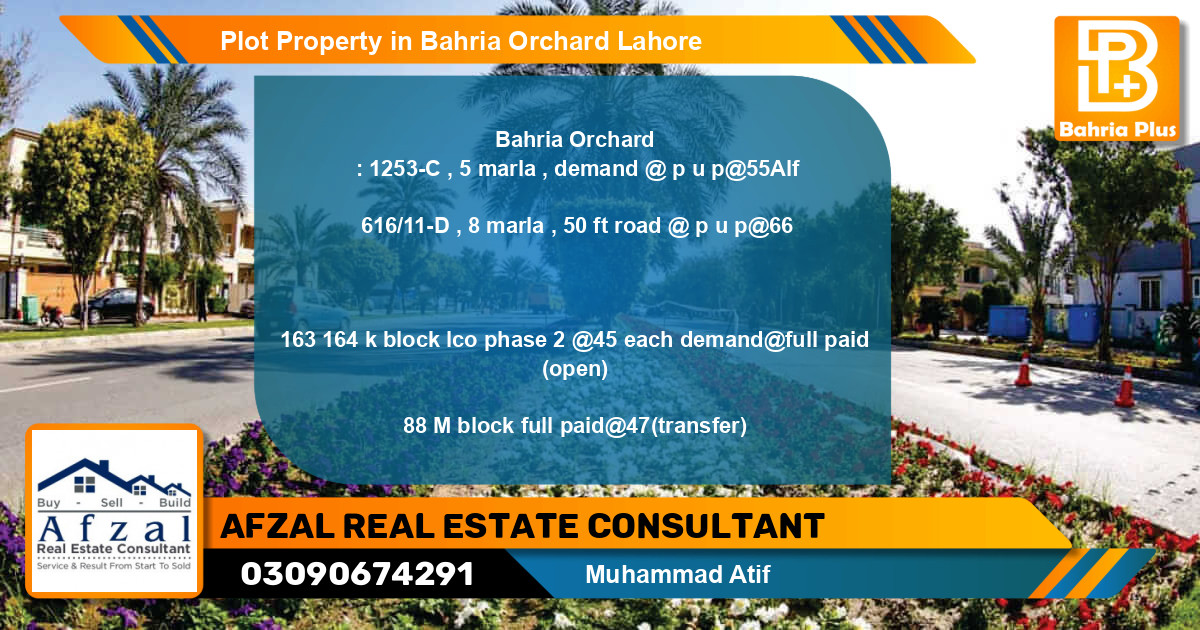 Residential Plot for Sale in Bahria Orchard, Lahore - (BP-79313)